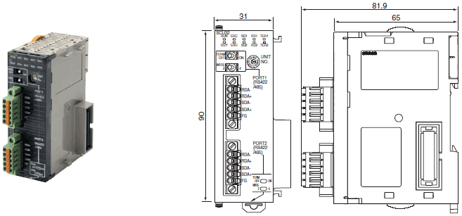 CJ1W-SCU Dimensions 2 