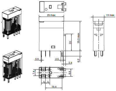 G2R-[]-S (S) Dimensions 2 G2R-2-S_Dim