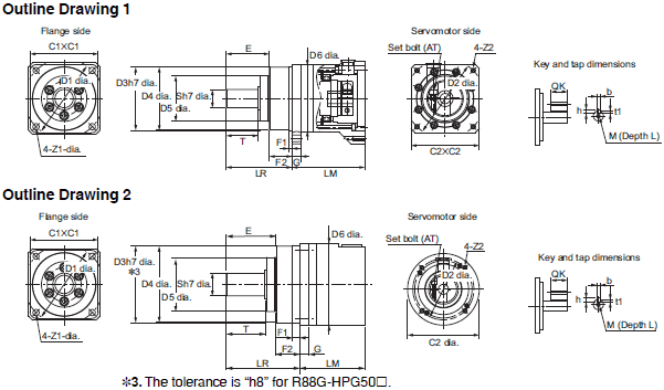R88M-1[] / R88D-1SN[]-ECT Dimensions 56 